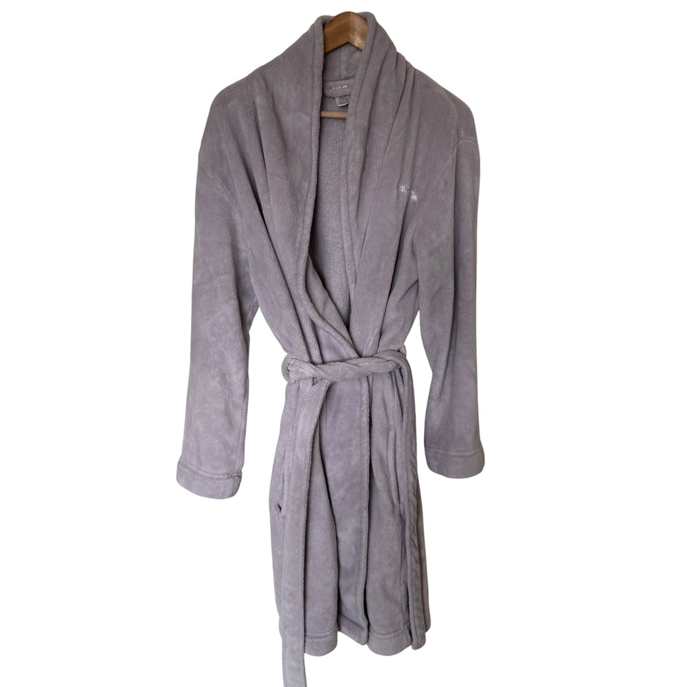 Calvin Klein Robe Womens M/L Purple Fleece Shawl‎ Collar Tie Waist Loungewear